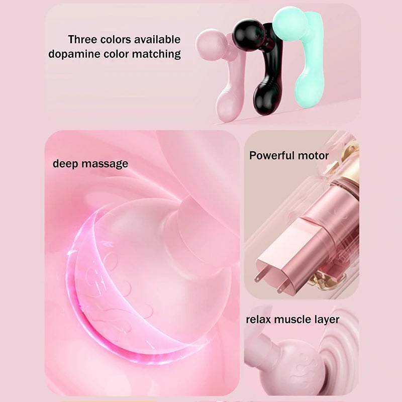 Nuevo Mini Masajeador Vibratorio Recargable de Doble Cabezal, Portátil, para Relajación Muscular de Cuerpo Completo, Universal