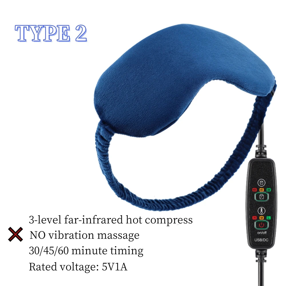 Máscara de ojos de compresión caliente con carga USB, alivio de ojos secos, masaje calentado, máscara de ojos de vapor con Control remoto, sombra de ojos para dormir en la oficina
