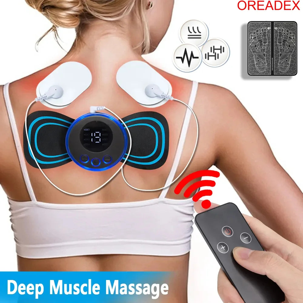 Masajeador de cuello EMS, Estimulador muscular eléctrico, pegatina Cervical, parche de masaje, almohadillas de pulso de baja frecuencia, Masajeador para aliviar el dolor corporal