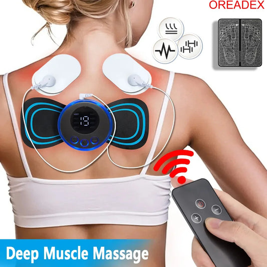 Masajeador de cuello EMS, Estimulador muscular eléctrico, pegatina Cervical, parche de masaje, almohadillas de pulso de baja frecuencia, Masajeador para aliviar el dolor corporal