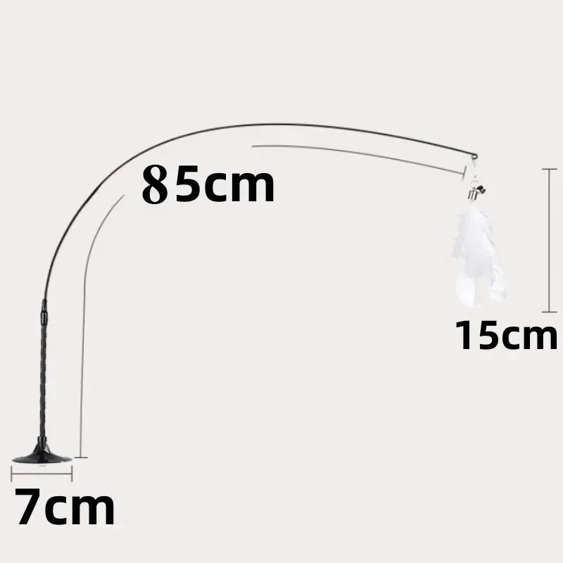 Ventosa para gatos, palo de burlas, juguete para gatos, juguete interactivo de plumas, varilla para gatos, alambre de acero, ventosa, pluma, juguete para gatos, campana para gatos, burlas Bi