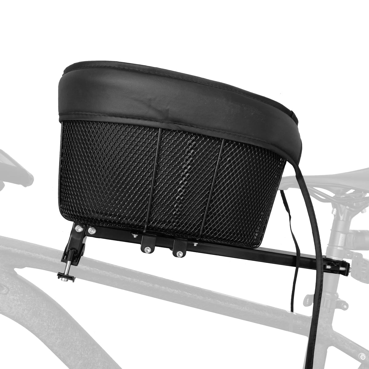 Cesta de ciclismo para perros, cesta de compras portátil para gatos y perros, barra transversal delantera con forro de esponja, correa de seguridad negra