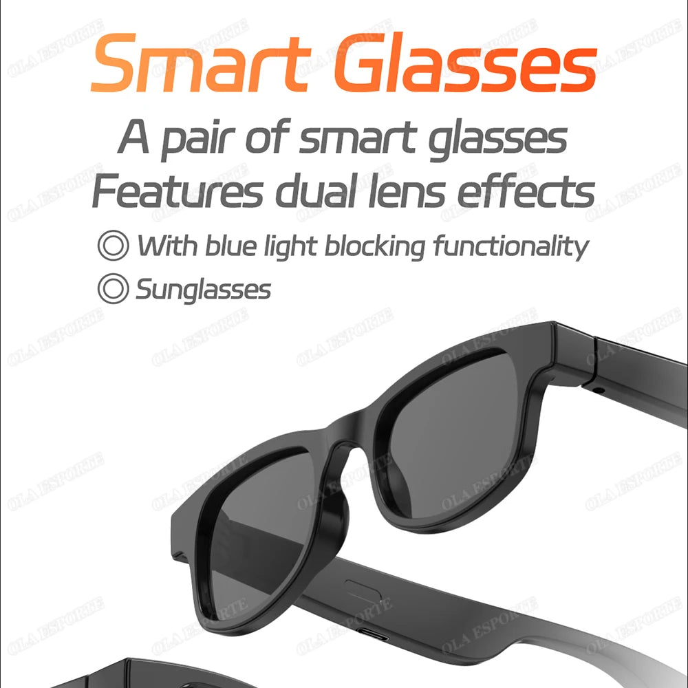Gafas Inteligentes con IA para Hombre y Mujer, Multifunción, Reproducción de Música Táctil, Control Remoto de Cámara, Asistente de Voz, Gafas BT, Gafas de Sol HT30