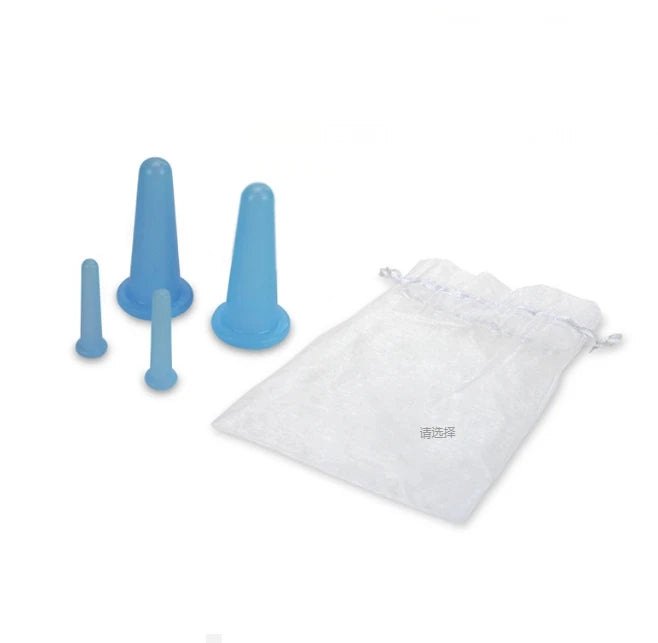 Juego de ventosas faciales de silicona, Kit de tazas de masaje al vacío, taza de masaje Facial de silicona Natural, herramienta de belleza antienvejecimiento, 4 Uds.