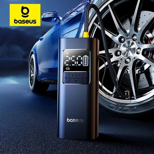 Bomba de aire inalámbrica Baseus, compresor de aire portátil, bomba de aire eléctrica Digital inteligente para coche, motocicleta, bomba infladora de bicicleta