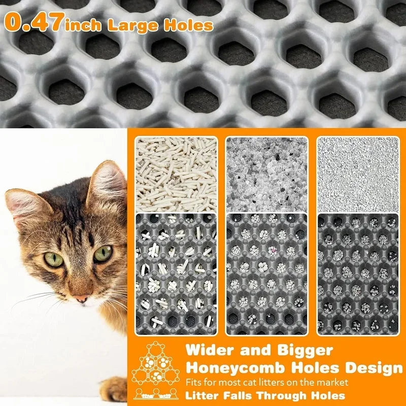Alfombra para Arenero de Gatos, Resistente, Impermeable, de 2 Capas, Antideslizante, Lavable, Protector de Piso para Mascotas, Retenedor de Arena, Producto para Mascotas