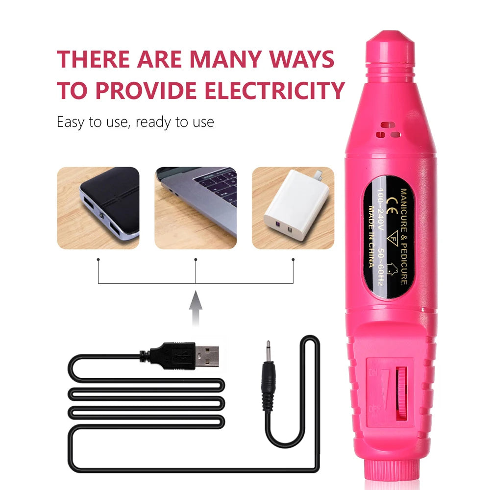 Taladro eléctrico para uñas 6 en 1 con lima y brocas