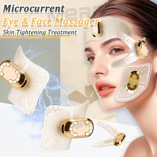 Masajeador Facial EMS, Estimulador Muscular, Masajeador Eléctrico para Lifting Facial, Antiarrugas, Cuidado de la Piel, Ojeras y Fatiga