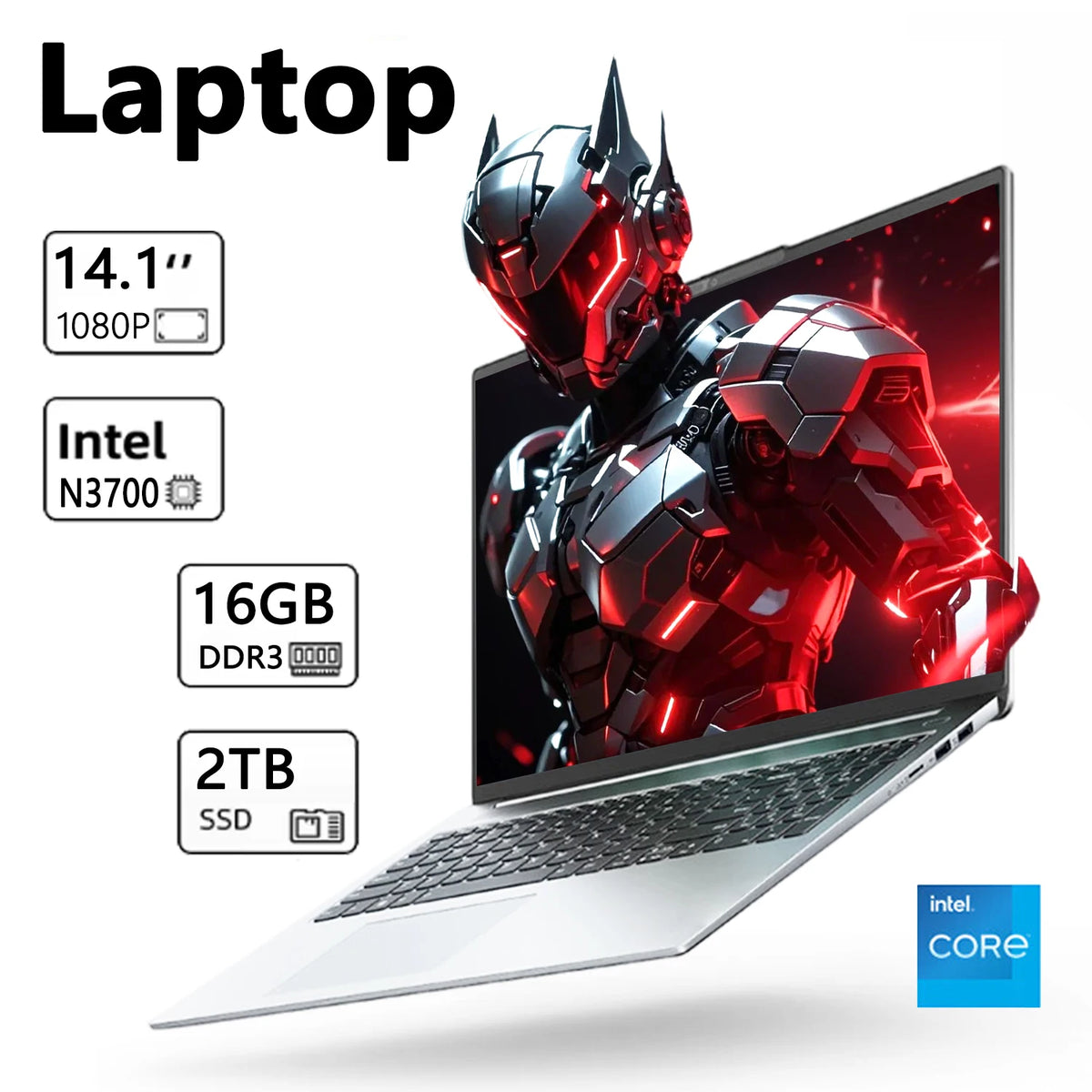 Portátil LENO Ultra Slim de 14.1' con Intel N3700, 16GB, 1TB/2TB, Computadora para Juegos, Windows 11, Oficina, Ultra Delgado, 1920*1080