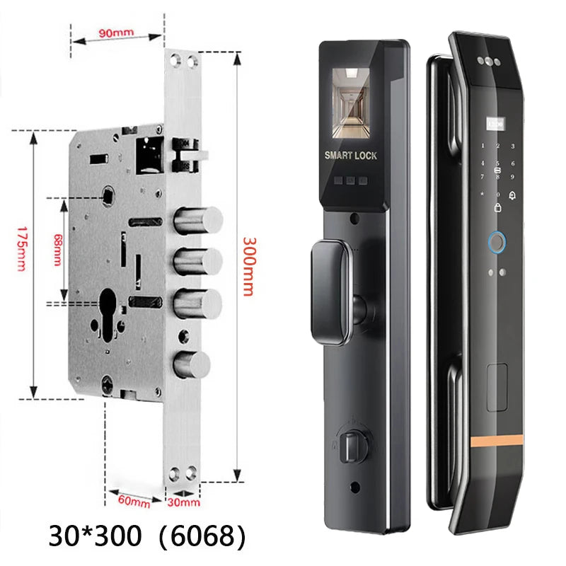 Cerradura de puerta inteligente 3D, reconocimiento biométrico, huella dactilar, contraseña, tarjeta IC, aplicación Wifi, desbloqueo para casa y apartamento