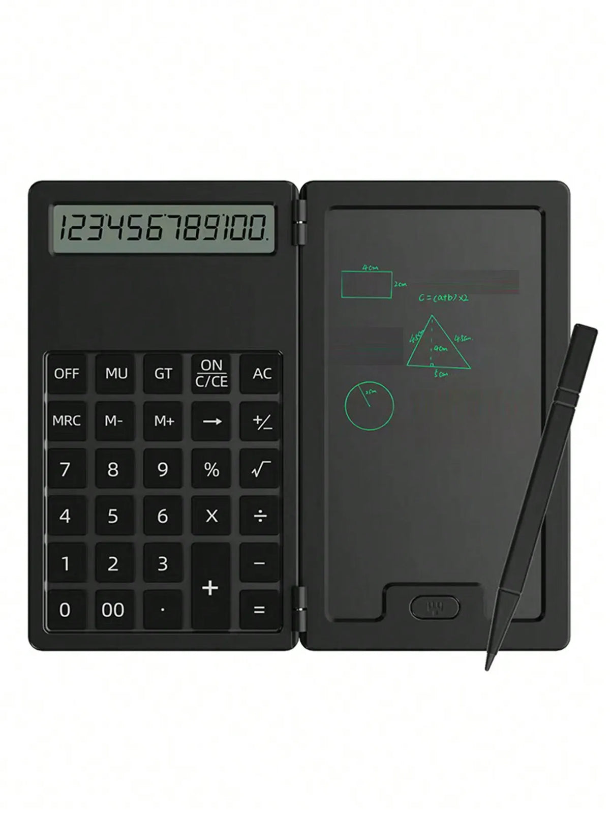 Basic Calculator with Writing Board, 2-in-1 LCD Calculator, Notepad, 12 Digit Display Desktop Calculator