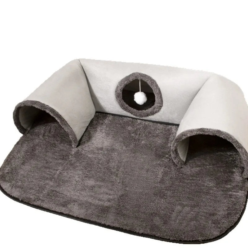 Túnel interactivo para gatos en forma de U, disponible en las cuatro estaciones, oculta para gatos, canal para gatos, nido para gatos antisuciedad extraíble y lavable