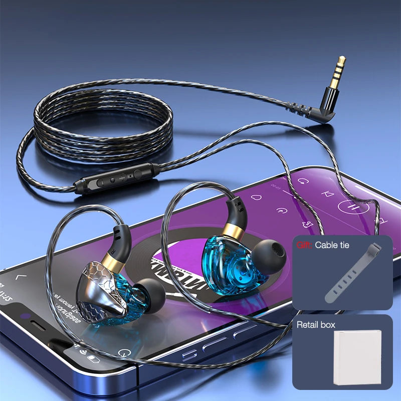 EARDECO Auriculares con cable de 3,5mm auriculares con cable de graves auriculares deportivos estéreo auriculares con micrófono cable para auriculares