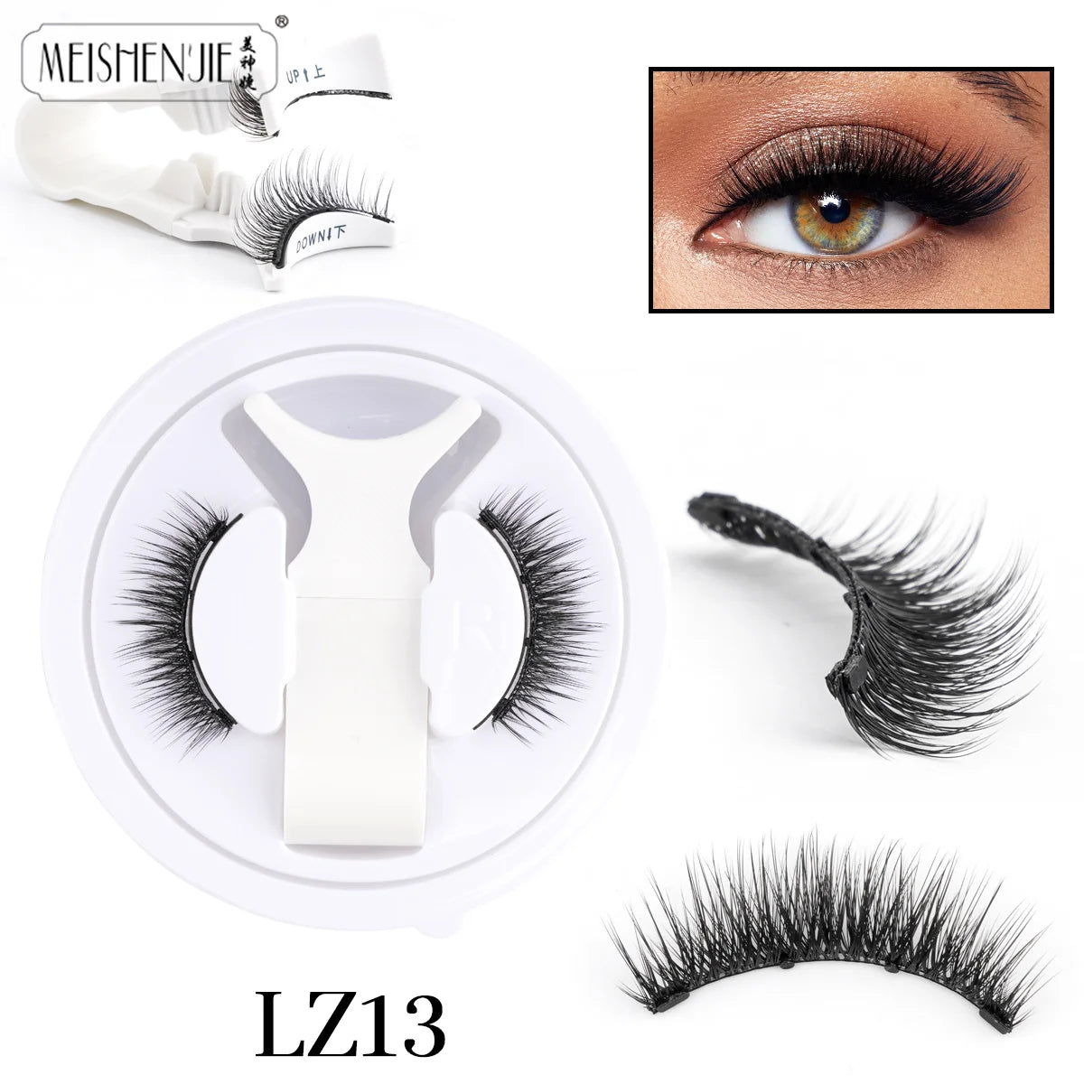 MEISHENJIE - Juego de 1 Par de Pestañas Magnéticas, Pestañas de Visón Naturales Hechas a Mano, Reutilizables, Kit de Pinzas para Pestañas Magnéticas, Maquillaje de Pestañas