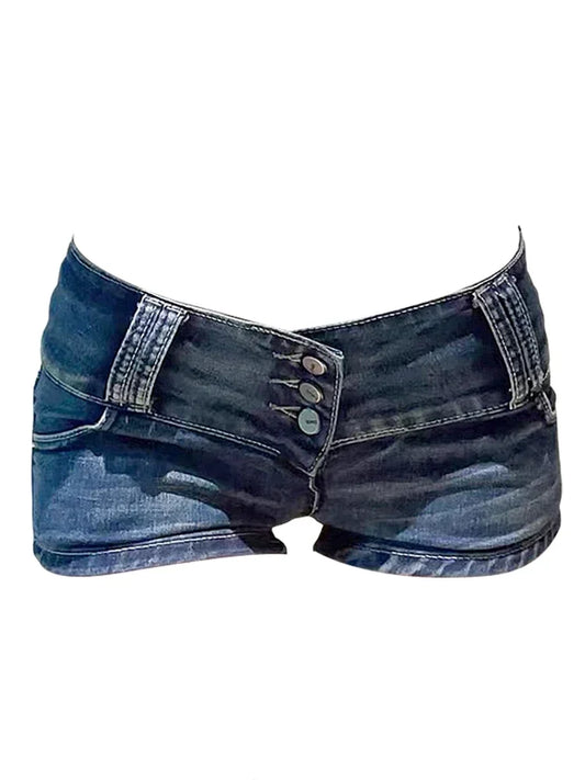 Y2k Streetwear Harajuku E-girl verano mujeres 2000s Grunge Kpop japonés Gyaru pantalones cortos vaqueros de tiro bajo pantalones vaqueros ajustados Trashy
