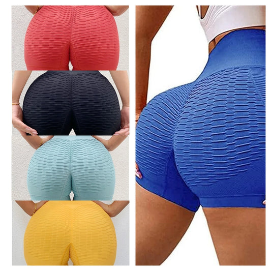 Pantalones cortos deportivos de Yoga para mujer, pantalones cortos de cintura alta con realce de cadera, pantalones cortos de Lycra para Fitness, pantalones cortos para correr al aire libre