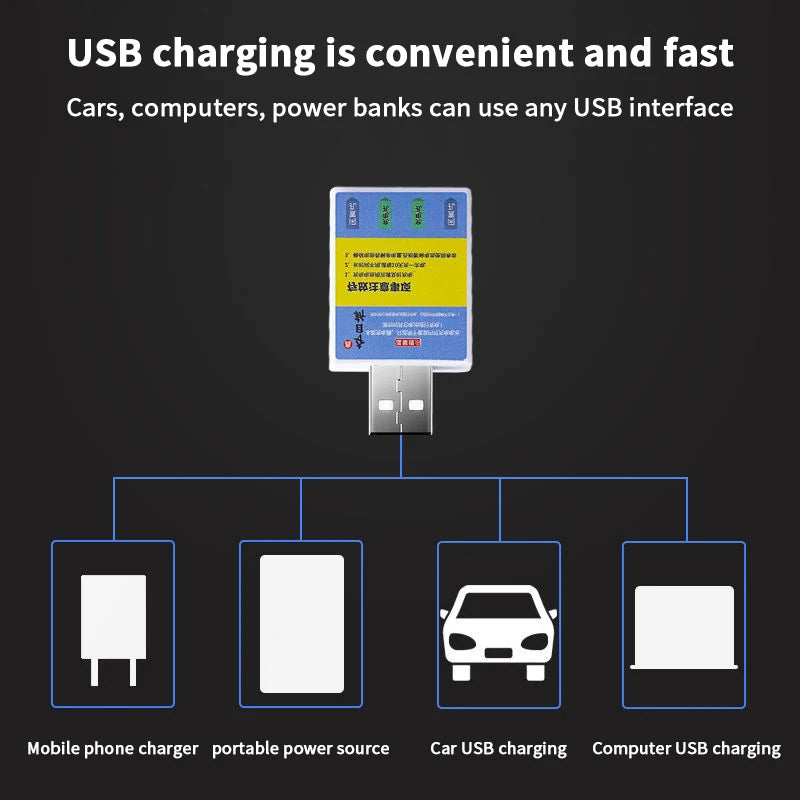 Cargador USB CR425 para batería recargable de alarma de pesca