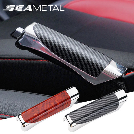 SEAMETAL-cubierta Universal para freno de mano de coche, Protector de empuñaduras de freno de mano de fibra de carbono, accesorios de decoración de freno de mano Interior