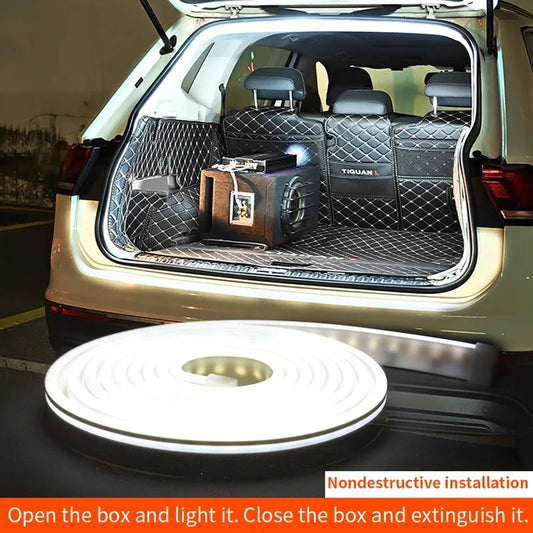 Luz Ambiental para Maletero de Coche de 2M/4M, Iluminación Interior de Alto Brillo, Decoración LED Inalámbrica con Sensor Automático, Tira de Luz para Puerta Trasera
