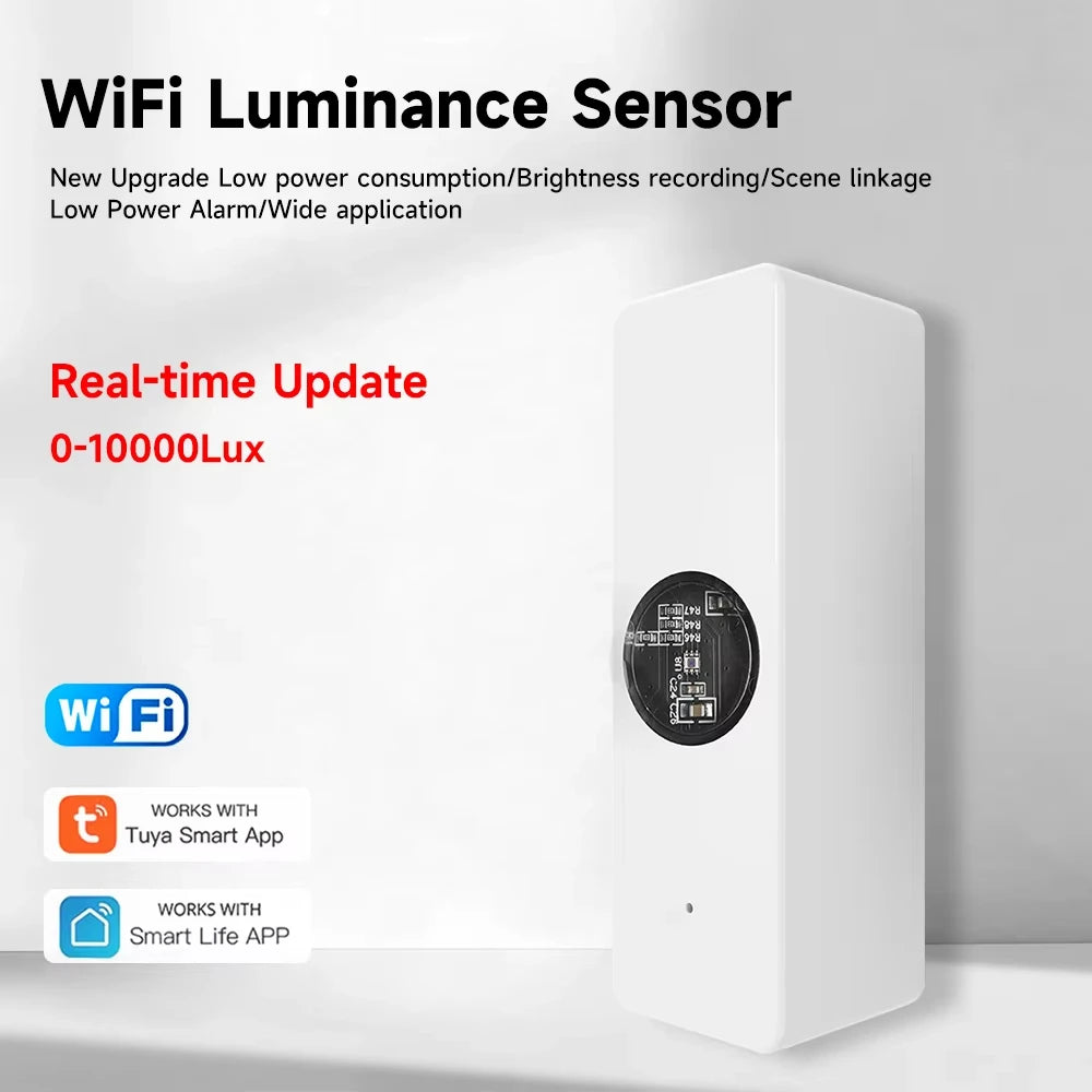 Tuya-Sensor de luz Wifi, Detector de brillo de iluminación, automatización del hogar con dispositivo Smart Life, conexión Tuya