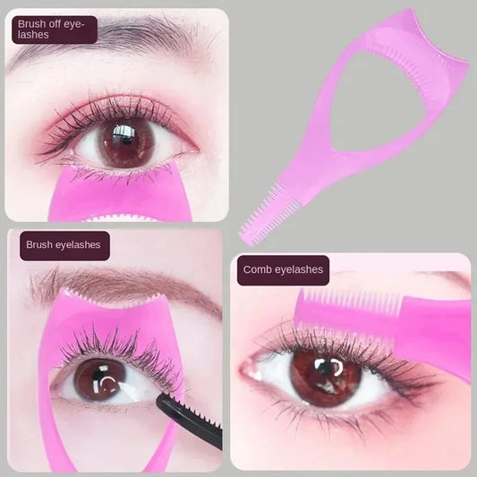Aplicador de escudo de máscara portátil de plástico, ayuda para guía de pestañas, peine para pestañas, rizador de pestañas, herramientas de maquillaje de ojos para mujeres y niñas, 1/3 Uds.
