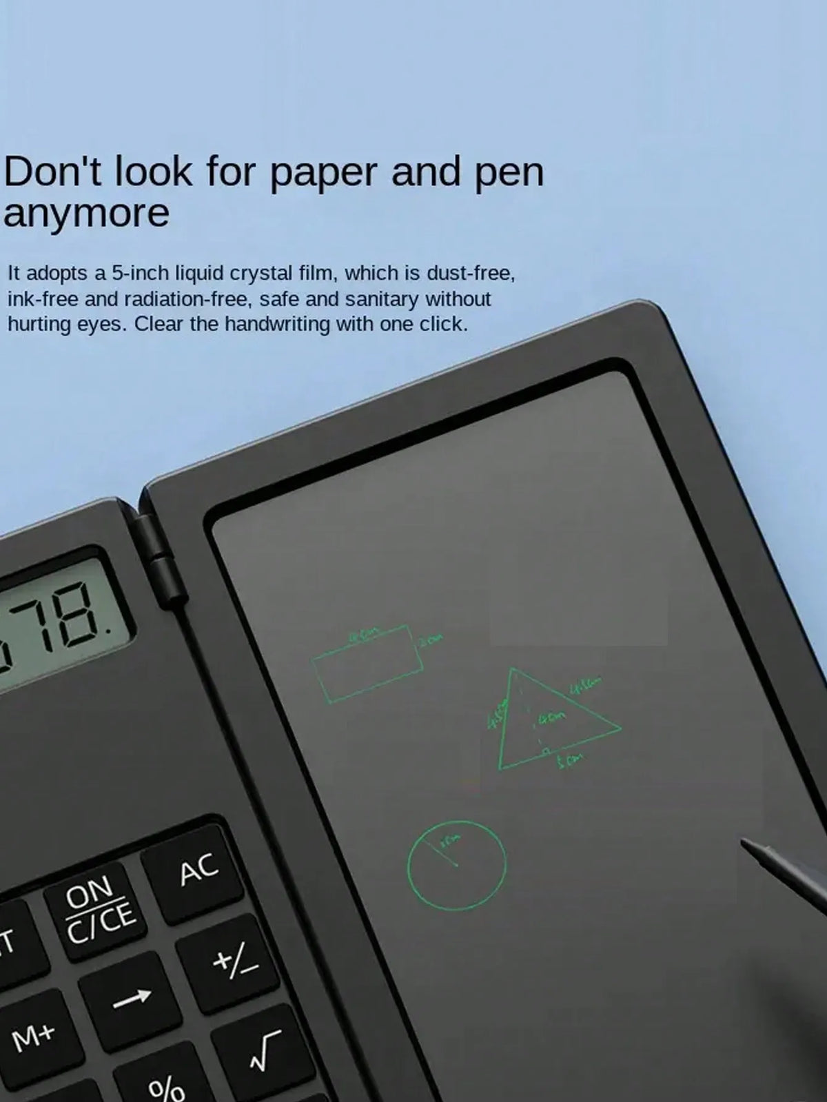 Basic Calculator with Writing Board, 2-in-1 LCD Calculator, Notepad, 12 Digit Display Desktop Calculator