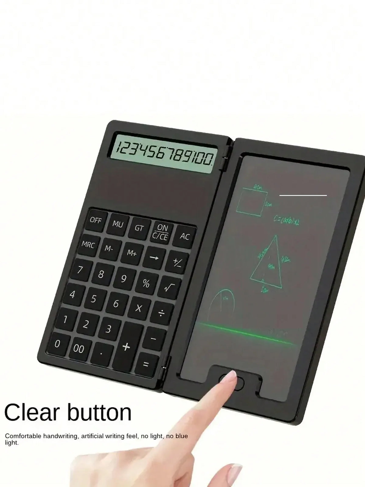 Basic Calculator with Writing Board, 2-in-1 LCD Calculator, Notepad, 12 Digit Display Desktop Calculator