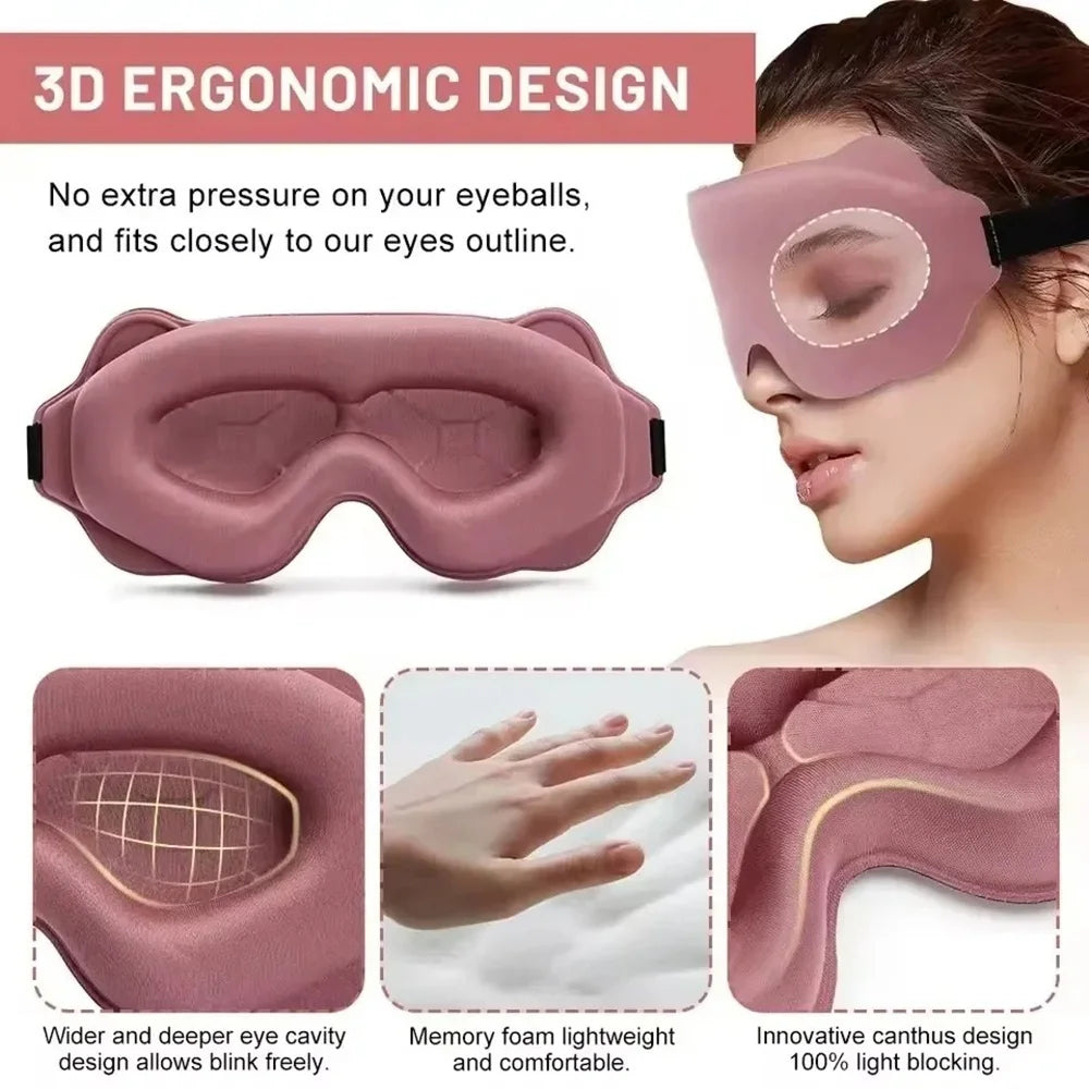 Antifaz 6D para Dormir, Bloquea la Luz, Ayuda para Dormir, Antifaz de Espuma Viscoelástica Suave, Antifaz para Siesta, Parche para Ojos
