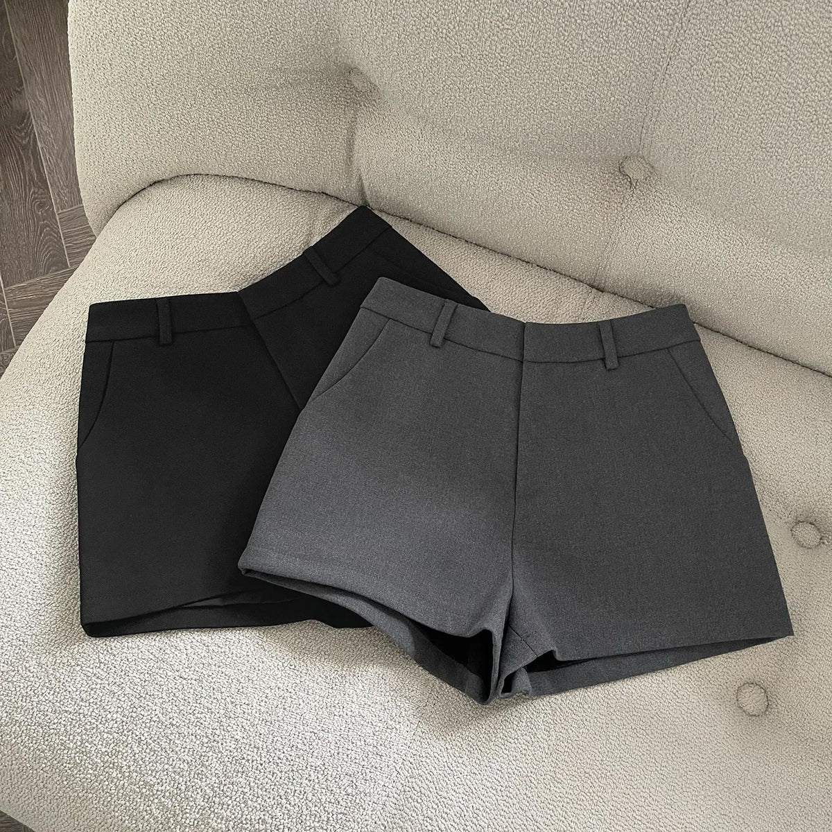 Pantalones Cortos de Mujer 2026, Elegantes, Lisos, Corte A, Pierna Ancha, Moda Verano, Cintura Alta, Estilo Coreano, Casuales, para Oficina y Trabajo