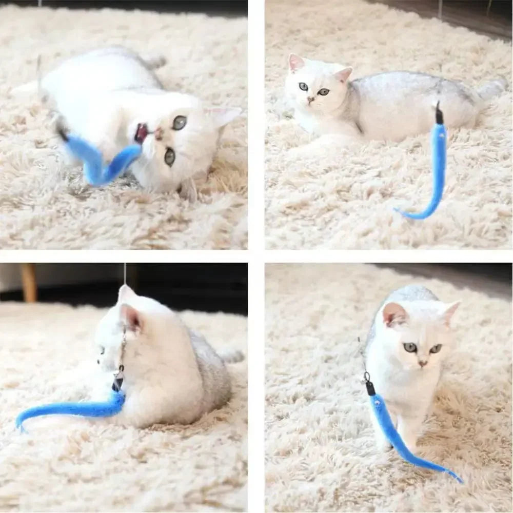 Accesorios de juguete de plumas para gatos, juguete de gusano de pájaros postizos con campana, juguetes para gatos, repuesto interactivo, pelota de espuma para entrenamiento