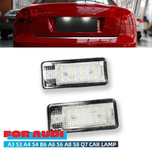 Luz de matrícula para Audi A3 S3 A4 B6 B7 A6 C6 4F Q7 RS4 6000K lámpara de placa de matrícula súper blanca Canbus sin errores 2 uds