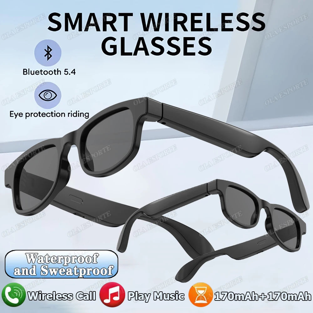 Gafas Inteligentes con IA para Hombre y Mujer, Multifunción, Reproducción de Música Táctil, Control Remoto de Cámara, Asistente de Voz, Gafas BT, Gafas de Sol HT30