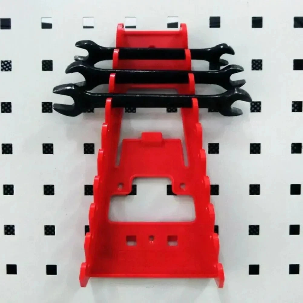 Organizador de llaves de plástico rojo y negro para herramientas