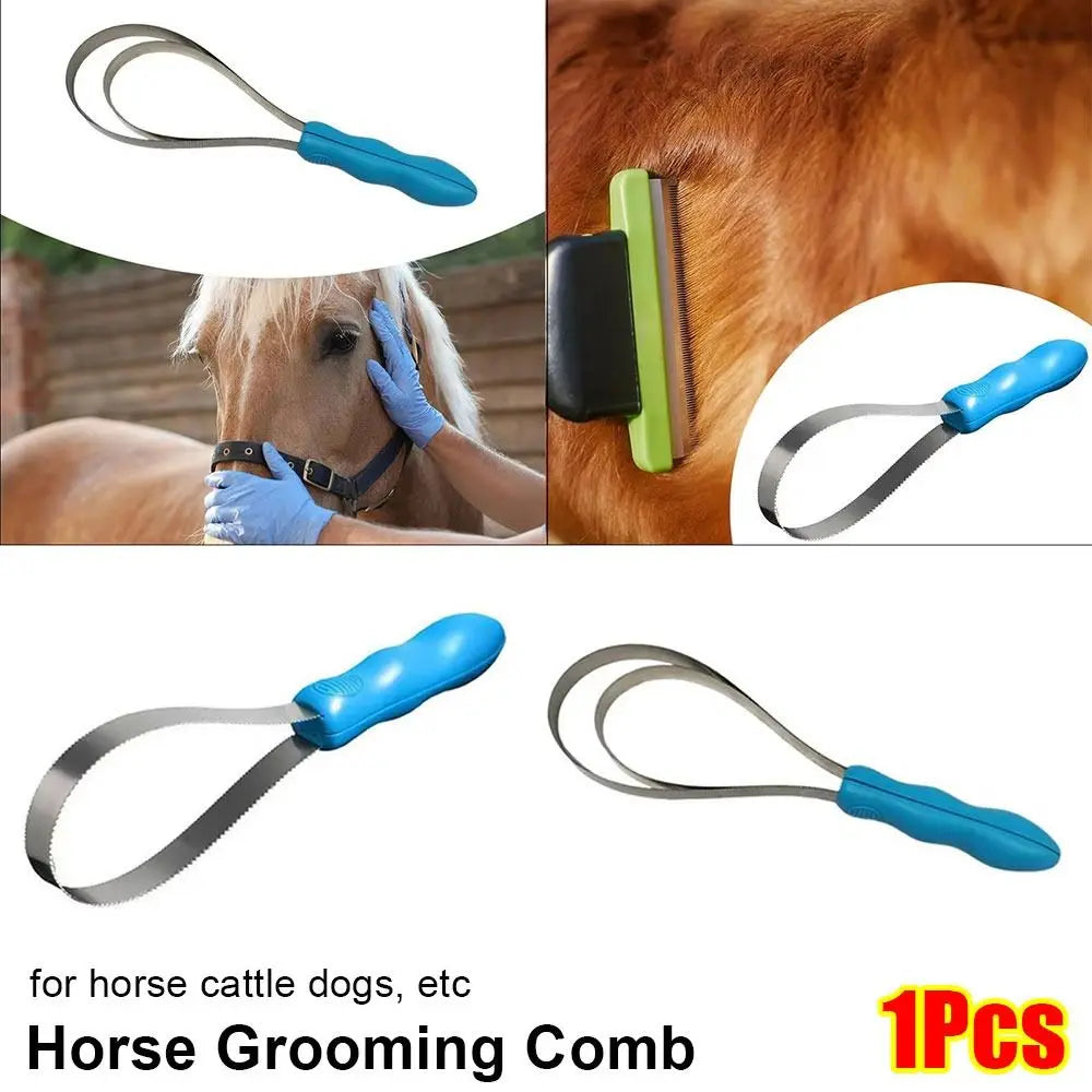 1 Peine de Aseo para Caballos Duradero y Antideslizante, Cepillo de Metal de Doble Cara para Equinos, Raspador de Pelo para Animales, Ganado y Todos los Tipos de Perros