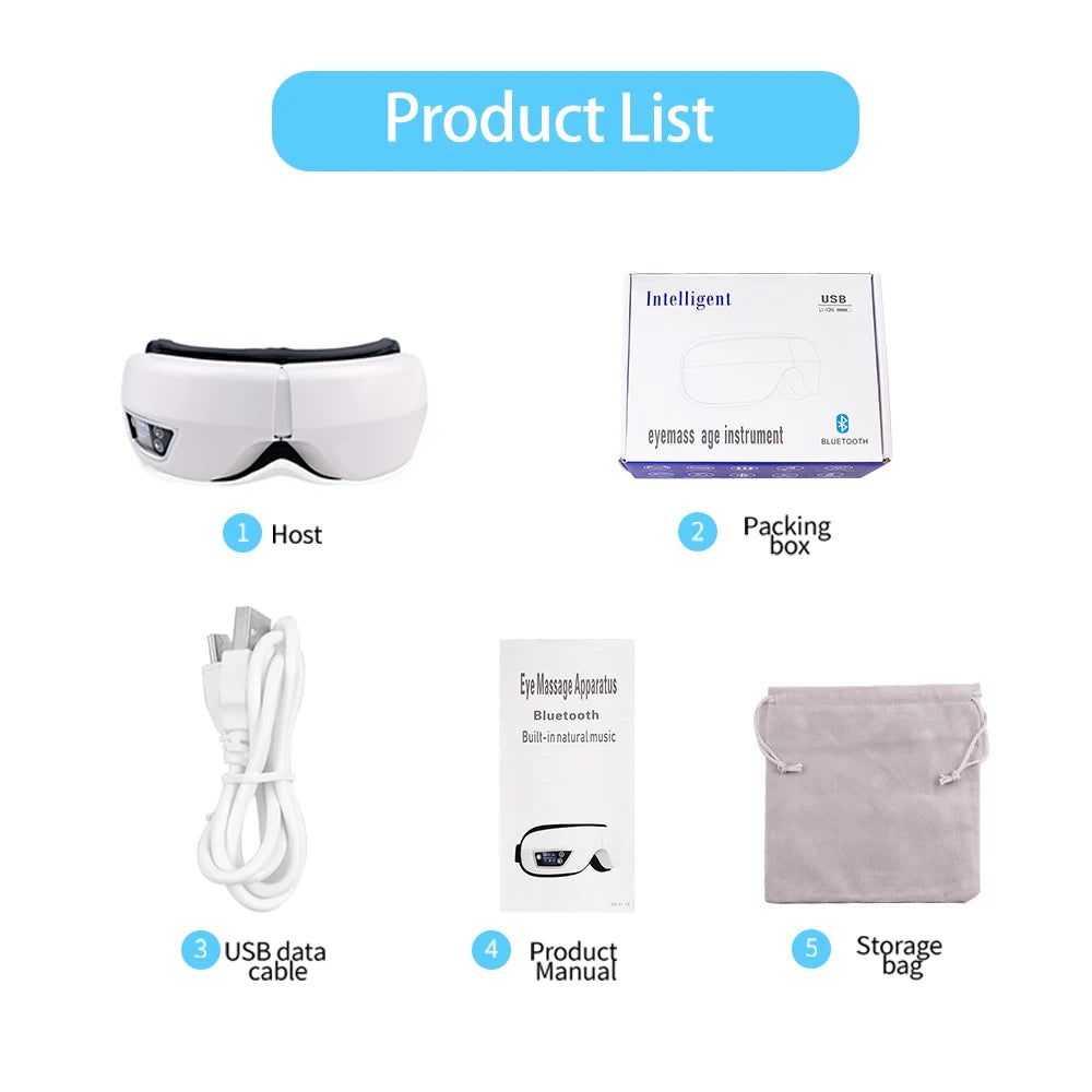 Masajeador de Ojos Inteligente con Doble Airbag, Plegable, Vibrador, Amasador, Relaja los Músculos Oculares, Alivia la Sequedad y la Fatiga Ocular, Portátil, para el Cuidado de los Ojos en el Hogar