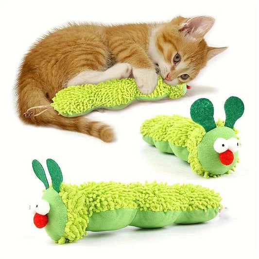 Juguetes para gatos: Juguete molar de oruga con hierba gatera, juguete interactivo de Silvervine para gatos, juguete para limpiar el hocico de gatitos, accesorios para mascotas