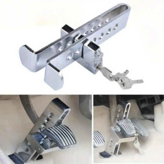 Cerradura de freno de coche de acero inoxidable - Dispositivo de seguridad del pedal de freno de 8 orificios con protección antirrobo