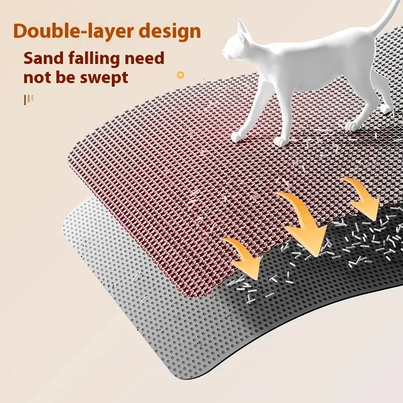 Alfombra para Arenero de Gatos, Resistente, Impermeable, de 2 Capas, Antideslizante, Lavable, Protector de Piso para Mascotas, Retenedor de Arena, Producto para Mascotas