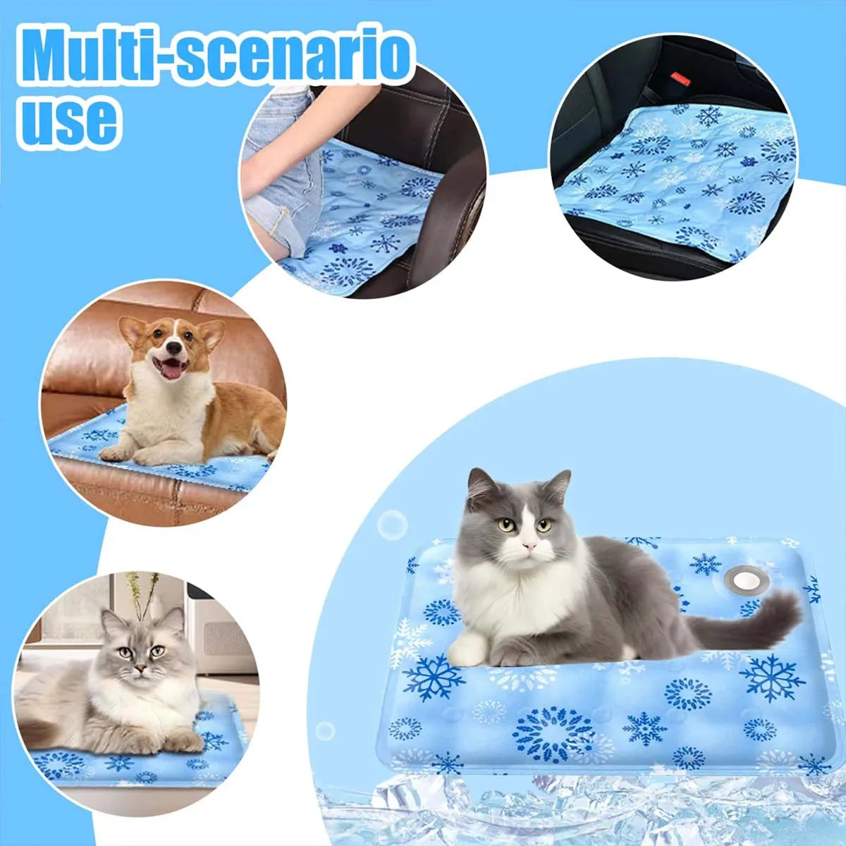 Alfombra refrescante de verano para mascotas, alfombra de hielo para perros, colchoneta para cama de perro, alfombra de seda fría para mascotas, suministros para mascotas