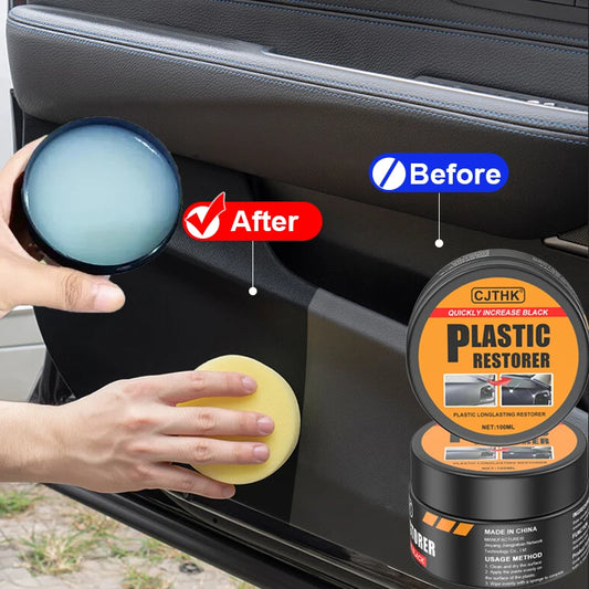 Restaurador de plástico para coche, agente de revestimiento de cera para renovación de paneles y cuero Interior de coche, brillo negro, revestimiento de reparación y pulido automático