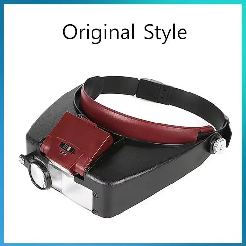 Lupas de aumento 10X, lupa ligera con diadema para gafas, lupas con luces LED, lupa montada en la cabeza para microscopio