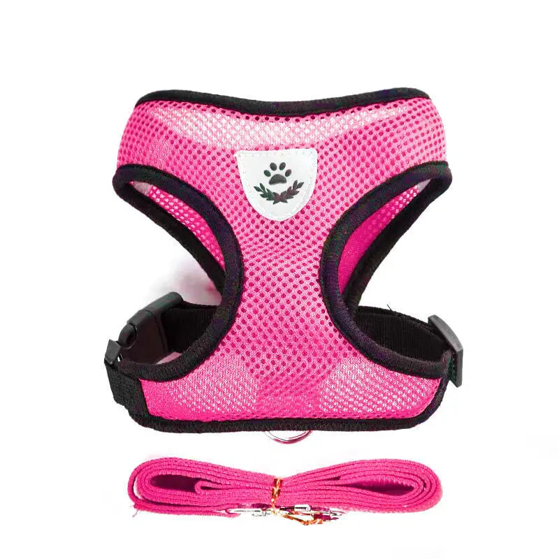Conjunto de arnés y correa para perros pequeños y gatos de malla transpirable, arnés ajustable para gatos, chaleco para cachorros, Bulldog Francés, Chihuahua, Pug