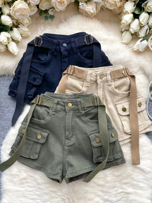 Minifalda de cintura alta para mujer, estilo Y2K, pantalones cortos vaqueros de trabajo, elásticos, adelgazantes, pantalones de verano, faldas de talla grande a la moda para damas