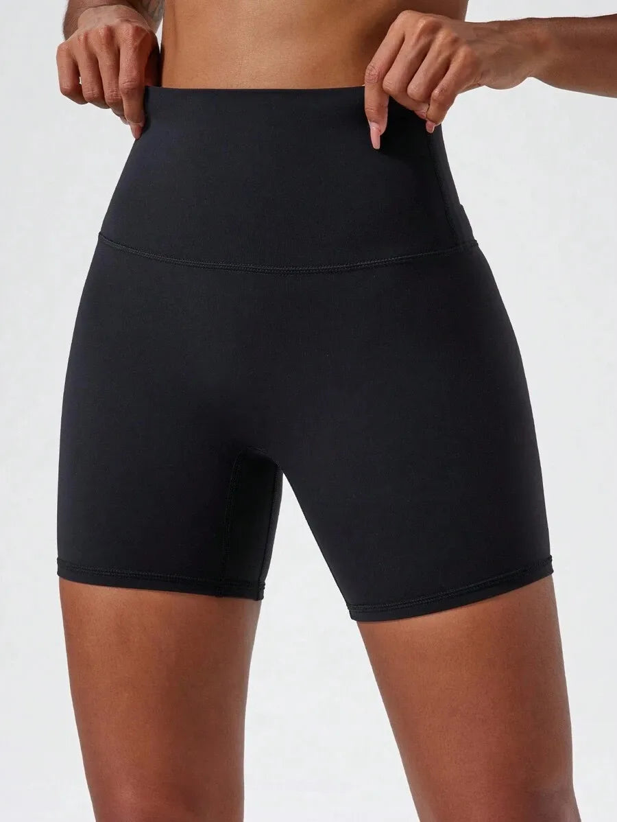 Pantalones cortos elásticos de cintura alta para mujer, pantalones cortos adelgazantes de entrenamiento de verano, diseño sexy que levanta los glúteos, estilo informal y versátil, Bla