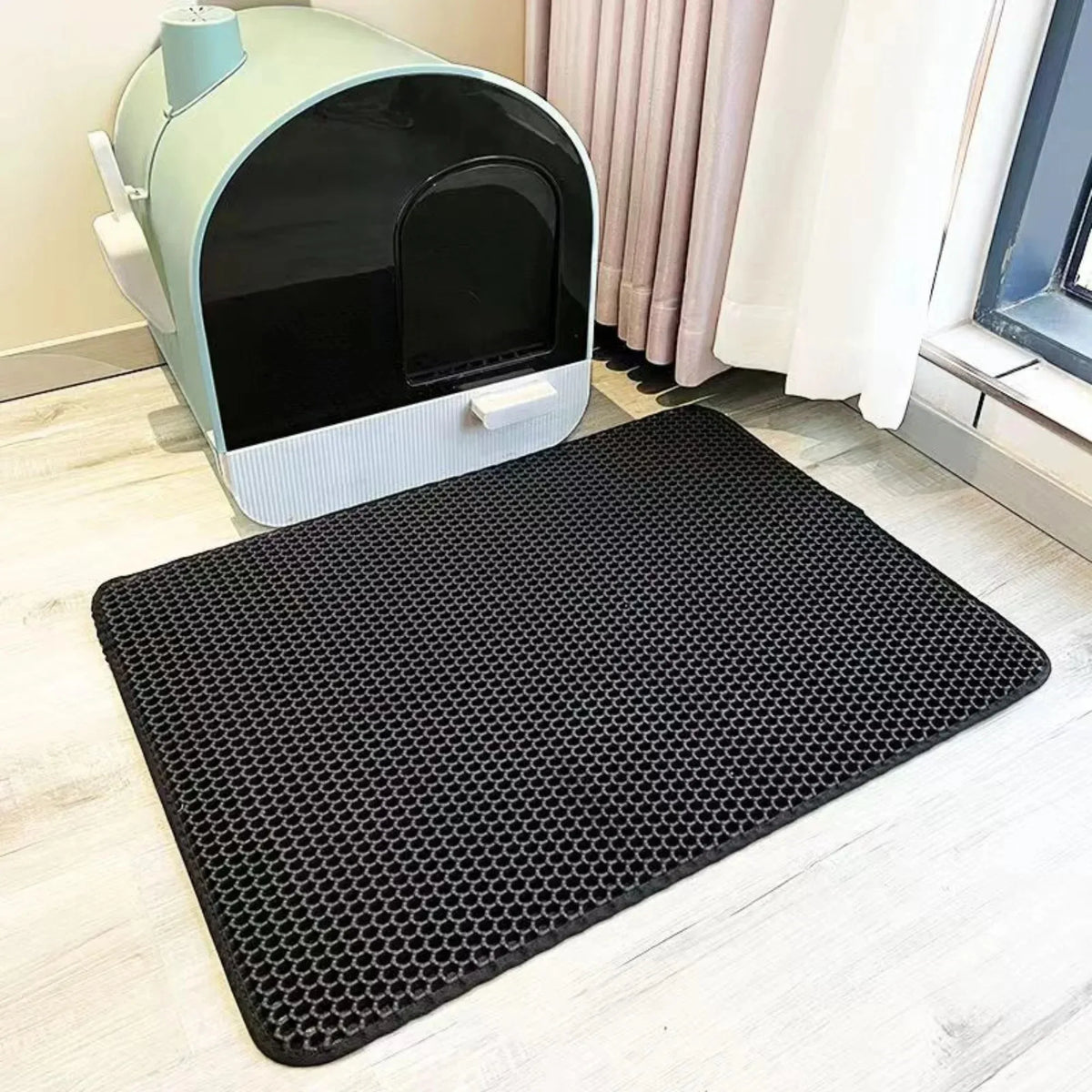 Alfombra para Arenero de Gatos, Resistente, Impermeable, de 2 Capas, Antideslizante, Lavable, Protector de Piso para Mascotas, Retenedor de Arena, Producto para Mascotas