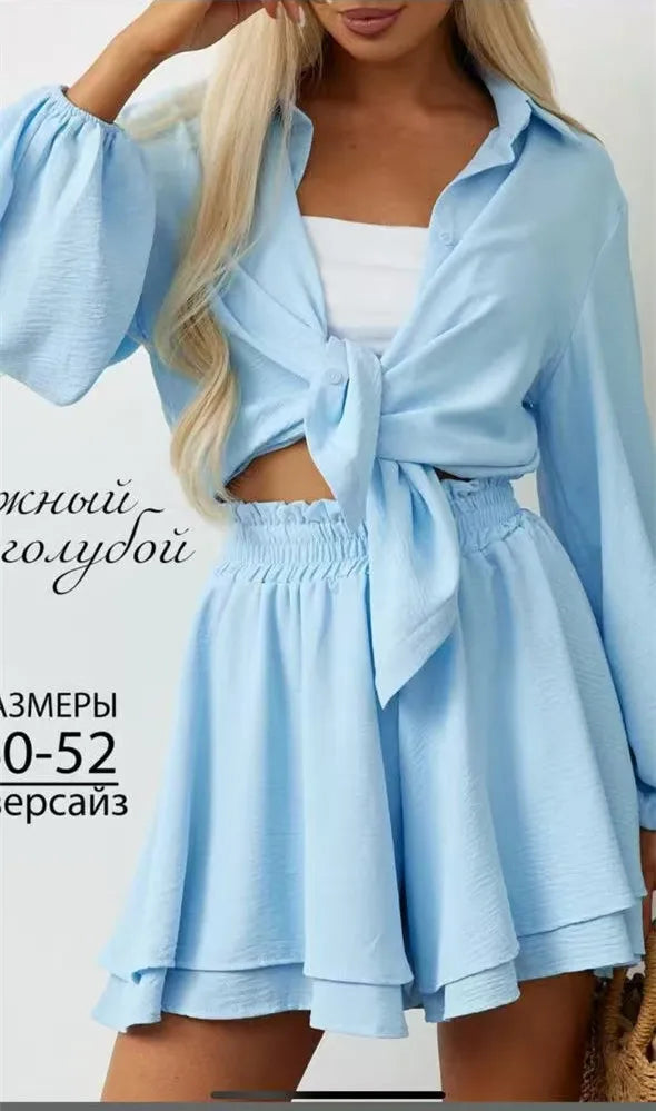 Conjuntos cortos sueltos informales para mujer, conjuntos de 2 piezas, trajes para mujer, Spa, vacaciones, pantalones cortos holgados de moda, trajes de verano para mujer
