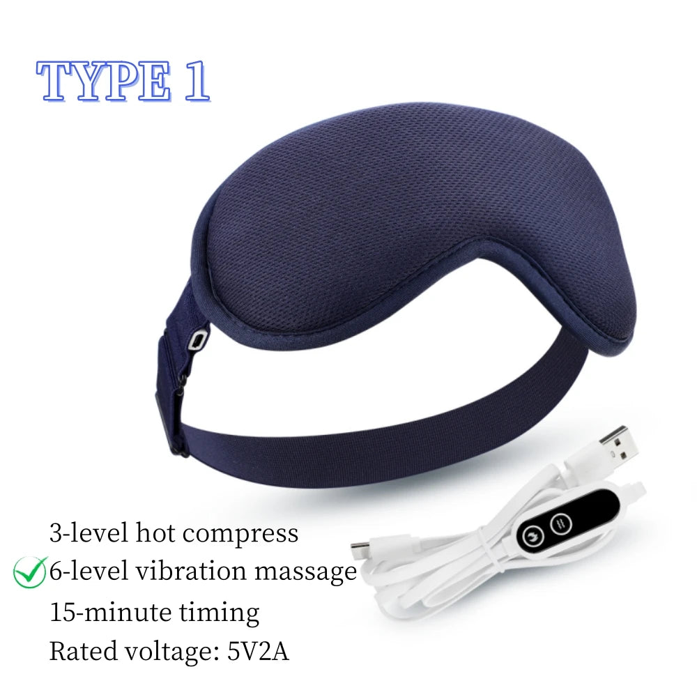 Máscara de ojos de compresión caliente con carga USB, alivio de ojos secos, masaje calentado, máscara de ojos de vapor con Control remoto, sombra de ojos para dormir en la oficina