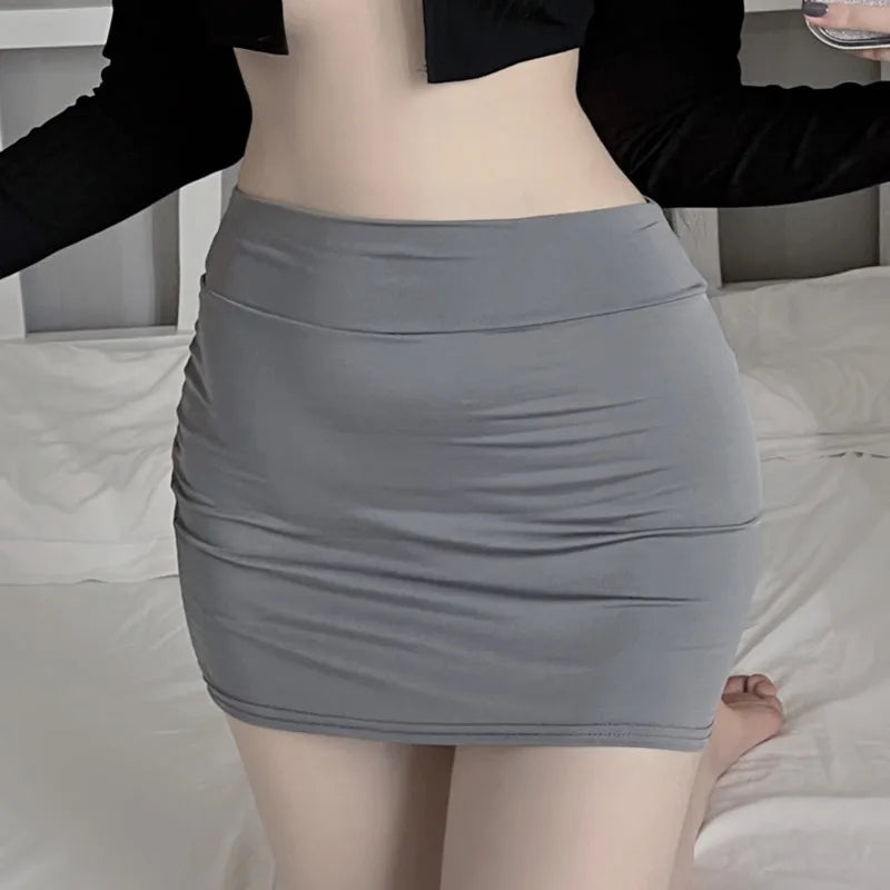 NUEVA Falda Mini Ajustada de Cintura Alta, Sexy y Casual, en Blanco y Negro, Falda Corta de Seda con Cintura Cruzada para Mujer, Ropa de Club Nocturno, Verano 2026