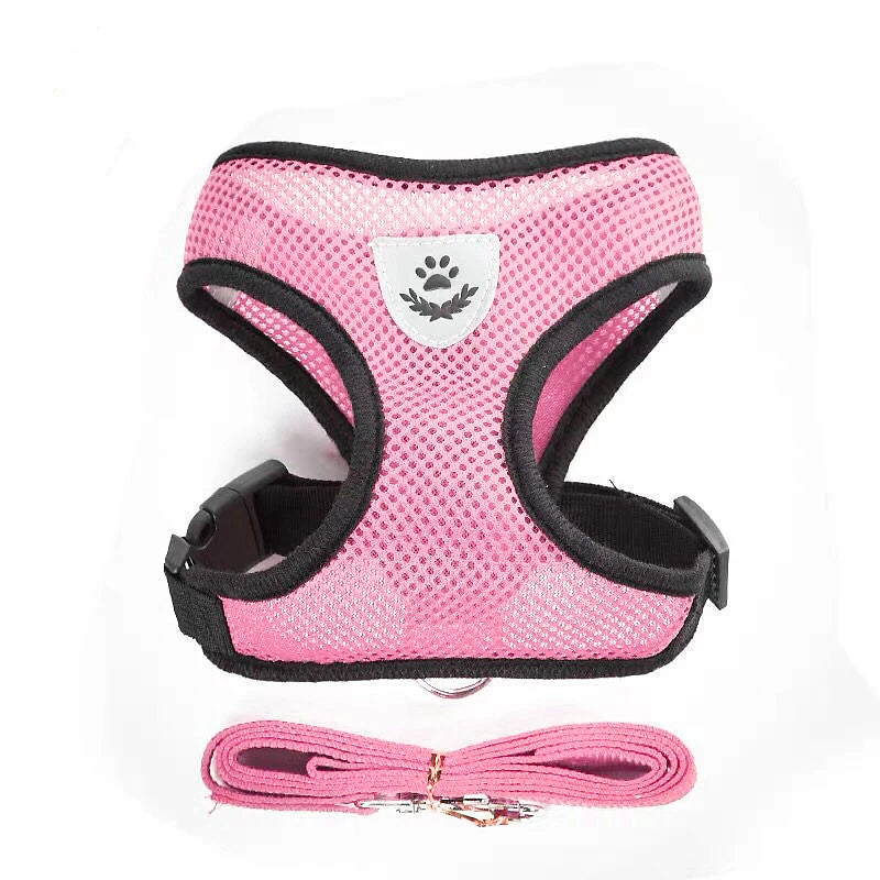 Conjunto de arnés y correa para perros pequeños y gatos de malla transpirable, arnés ajustable para gatos, chaleco para cachorros, Bulldog Francés, Chihuahua, Pug