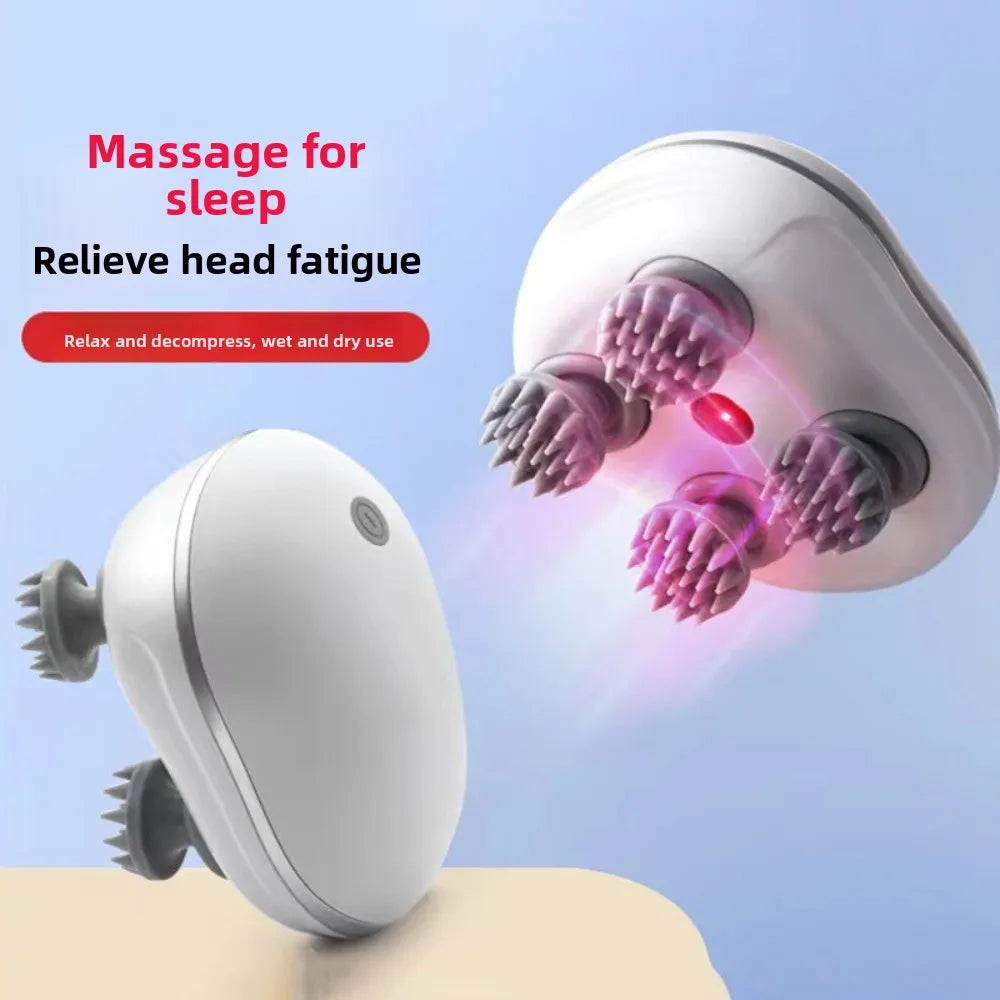 Masajeador muscular, masajeador de cabeza eléctrico, cuero cabelludo, relajación, vibración, masajeador de cuero cabelludo, amasado, máquina de masaje de cabeza recargable para mujeres/hombres